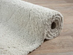 Tapete Bahar Shaggy padrão losango, creme, 120 x 170 cm