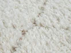 Tapete Bahar Shaggy padrão losango, creme, 120 x 170 cm