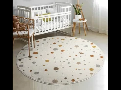 Tapete Beat Kids Moderno Bebê Menina Menino - Creme - 120 cm Redondo