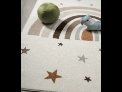 Tapete Beat Kids Moderno Infantil Arco-íris Estrelas Pastel - Creme - 120x170 cm