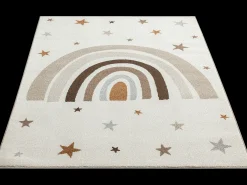 Tapete Beat Kids Moderno Infantil Arco-íris Estrelas Pastel - Creme - 120x170 cm