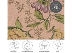 Tapete com borda e padrão floral 160x230 cm rose Flomi
