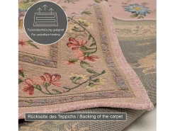 Tapete com borda e padrão floral 160x230 cm rose Flomi