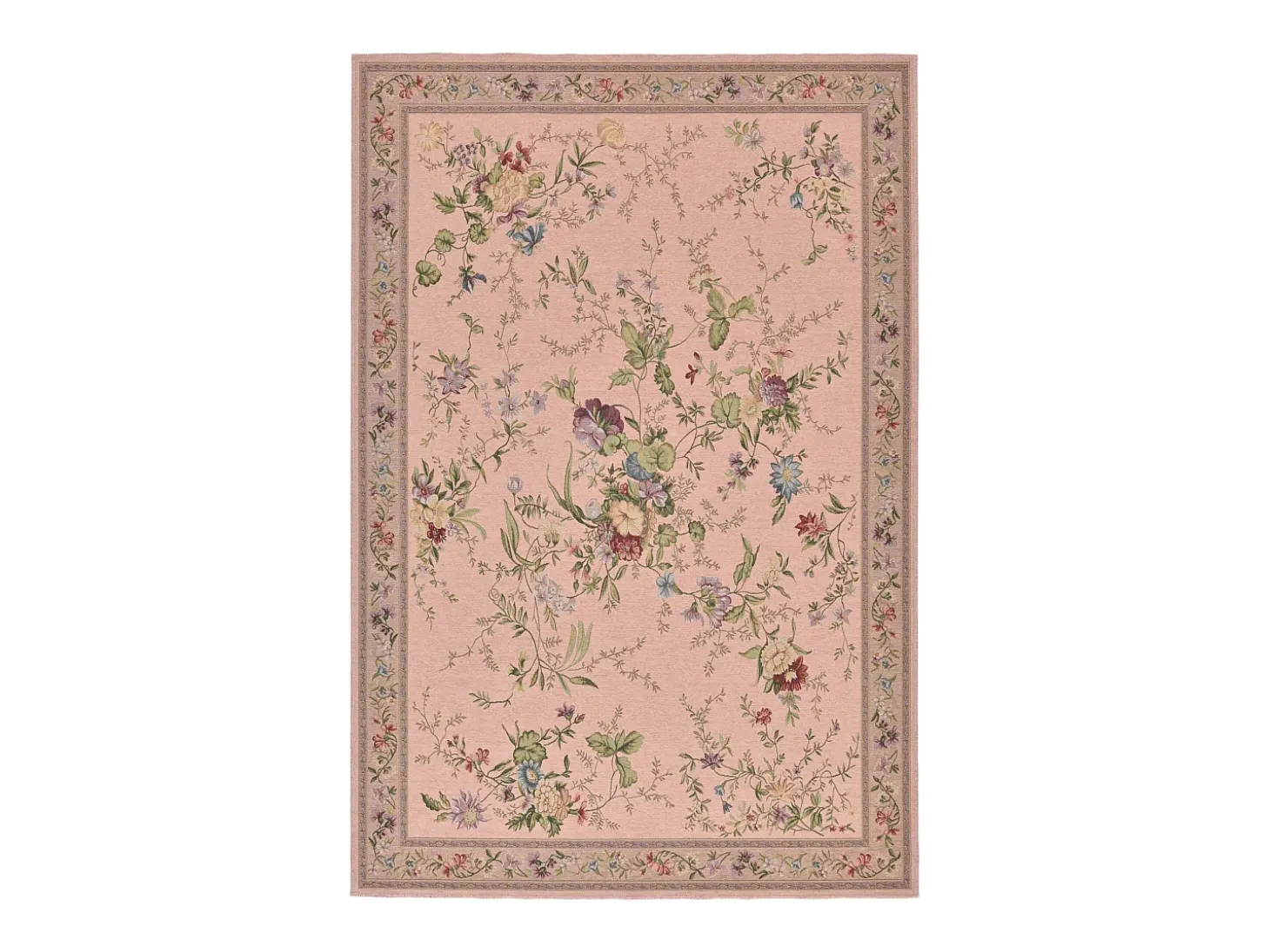 Tapete com borda e padrão floral 160x230 cm rose Flomi