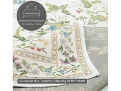 Tapete com borda e padrão floral 240x330 cm creme Flomi