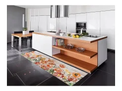 Tapete cozinha - desenhos com flores - multicolorido - 52 x 200 cm - RICCI