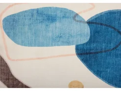 Tapete de banho estampado com pêlo macio 60x100 cm azul múltiplo Ariella
