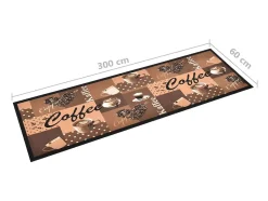Tapete de cozinha lavável com design café 60x300 cm castanho PT494769