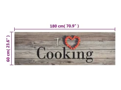 Tapete de cozinha lavável 60x180 cm veludo padrão cooking cinza PT261638