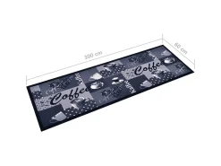 Tapete de cozinha lavável com design café 60x300 cm azul PT403162