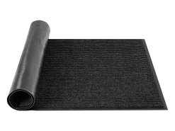 Tapete de Entrada SucceBuy, 183 x 122 cm, Capacho Exterior Interior Elegante Listrado, com Reverso Antiderrapante PVC, Resistente Lavável, Capta Poeira, Cinza