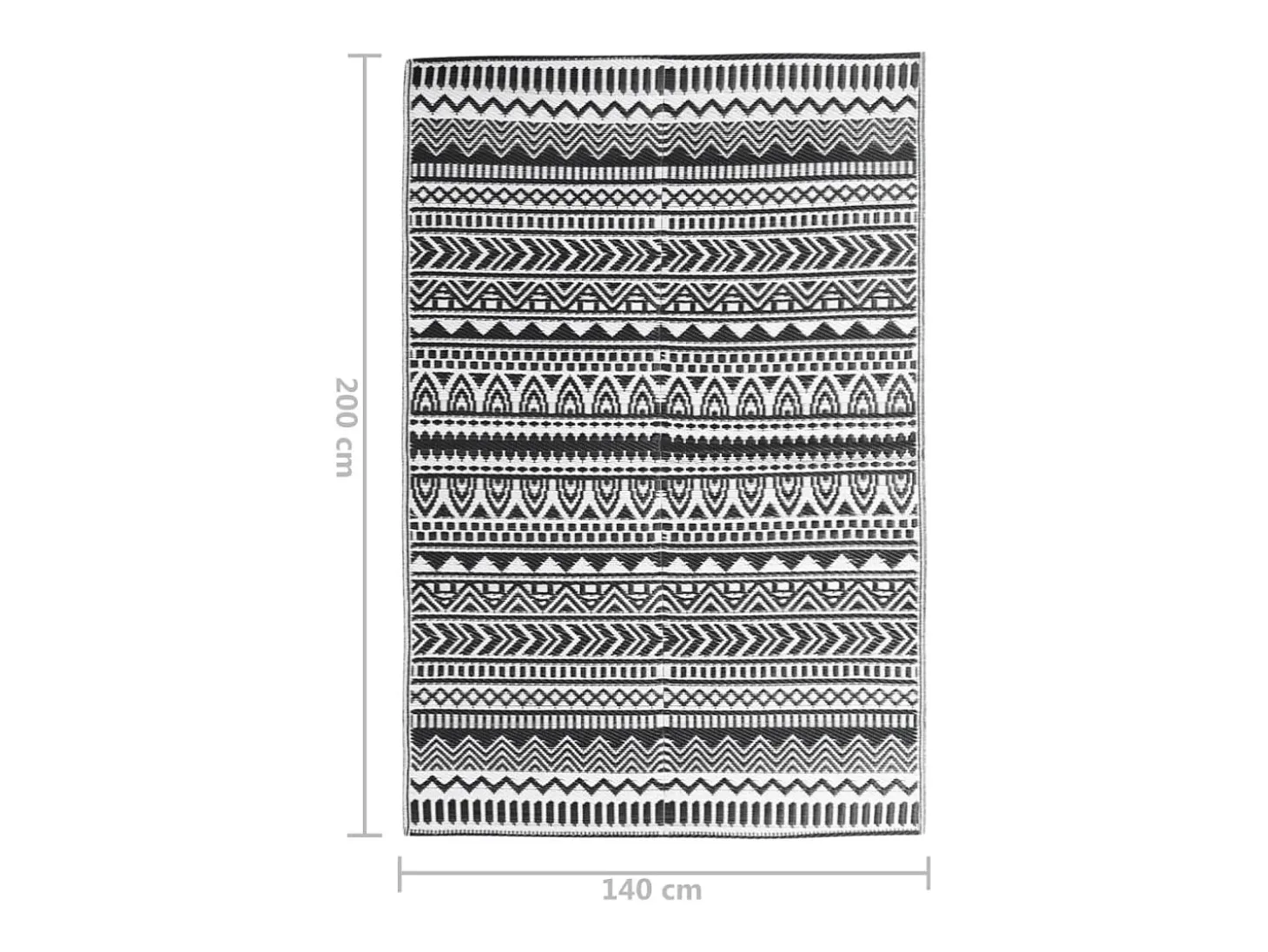 Tapete de Exterior ARAKIL 140x200 cm em Preto - Estilo e Conforto para Seu Espaço