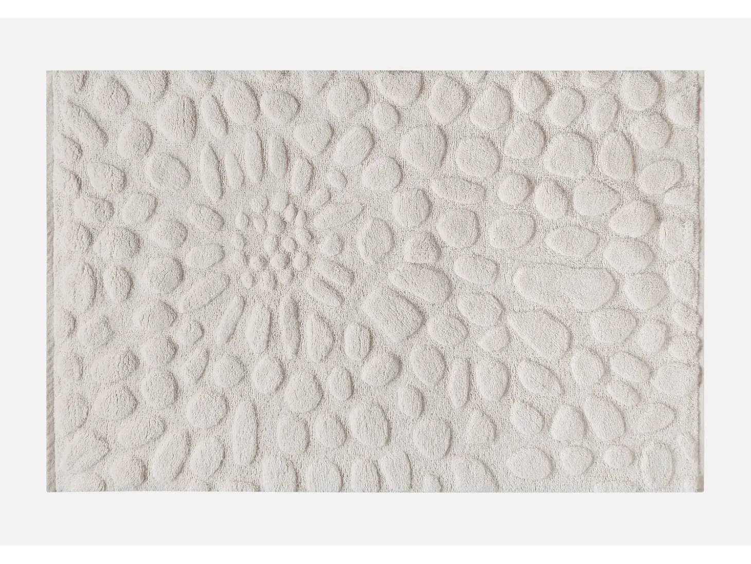 Tapete em relevo 100% lã tuftado à mão efeito seixo, 160 x 230, Marfim, ORABEL