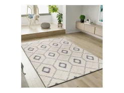 Tapete interior - geométrico - azul / branco - 133 x 190 cm - SIROCO