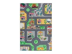 Tapete interior - infantil carros e estradas - multicolorido - 120 x 170 cm - CANDY