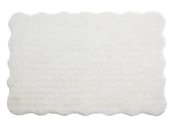 Tapete shaggy de pêlo comprido com bordas onduladas, 160 x 230 cm, Branco, NERIDA