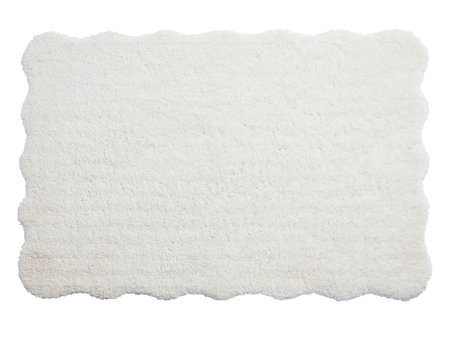 Tapete shaggy de pêlo comprido com bordas onduladas, 160 x 230 cm, Branco, NERIDA