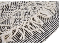 Tapete tecido à mão com design étnico 140x140 cm cinzento Colored Macrame