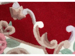 Tapete tufado à mão com borda em design Aubusson 150x150 cm vermelho Ming