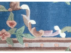Tapete tufado à mão com borda em design Aubusson 160x230 cm azul Ming
