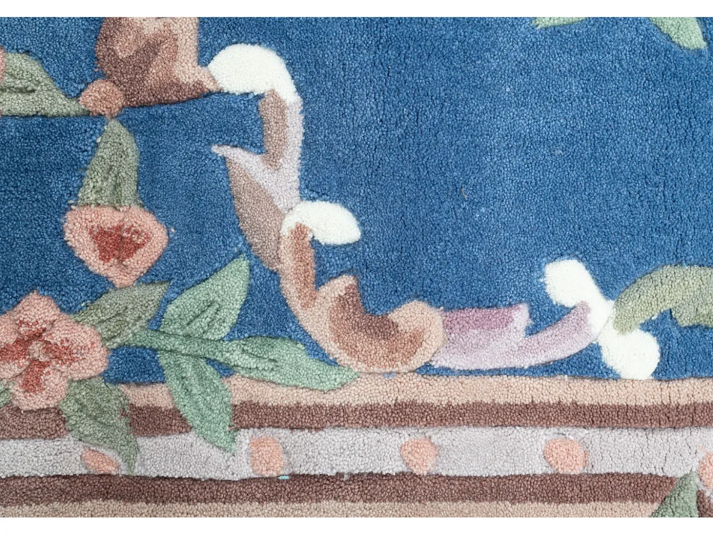 Tapete tufado à mão com borda em design Aubusson 160x230 cm azul Ming