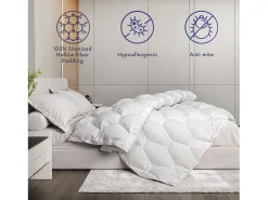 The White Stone Edredão de Inverno 180x200 cm 400 g | Enchimento macio e quente | Microfibra branca hipoalergénica | Cama individual