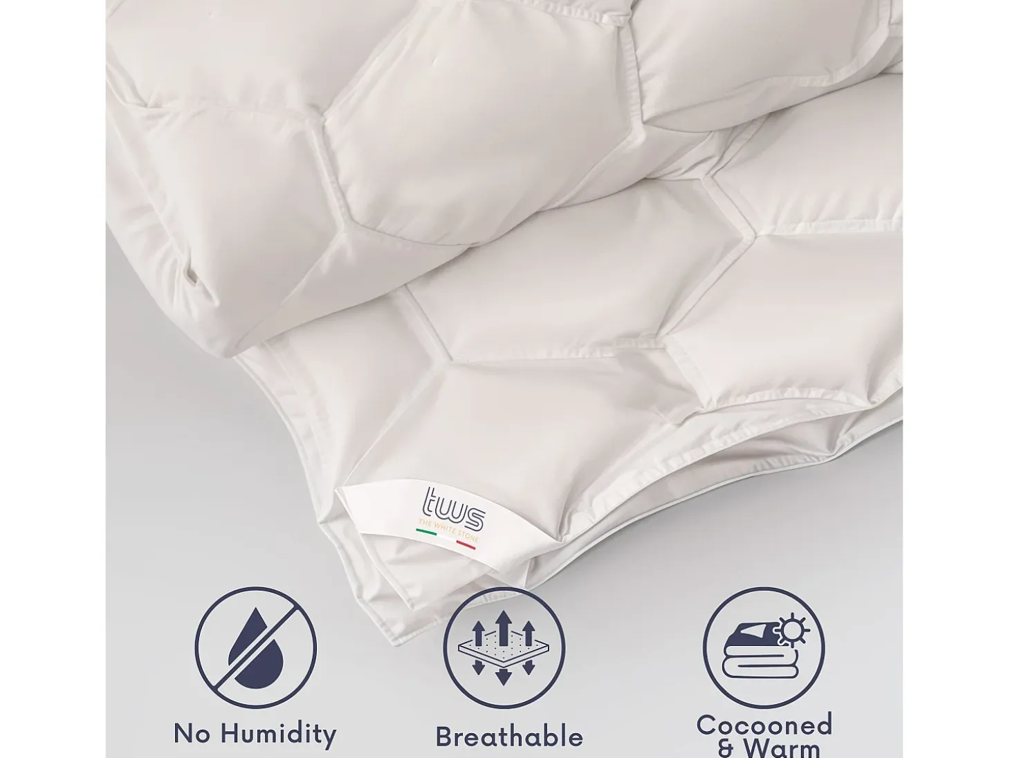 The White Stone Edredão de Inverno 180x200 cm 400 g | Enchimento macio e quente | Microfibra branca hipoalergénica | Cama individual
