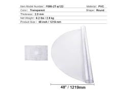 Toalha de Mesa Transparente SucceBuy Protetor de Mesa em PVC, Capa Redonda de Plástico Transparente de 121.92 cm, 2 mm de Espessura