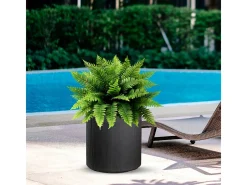Vaso cilíndrico redondo de resina para plantas de interior e exterior, Modigliani Grey, 36x35 cm