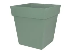 Vaso de flores quadrado Toscana 50 cm Verde louro - Robusto, Fabricado em França, Resistente aos raios UV e ao gelo