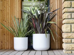 Vaso de flores redondo em plástico Graphit Up branco ceroso - Ø 50 cm - Decoração Moderna - Interior/Exterior