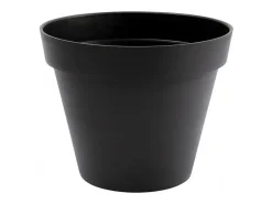 Vaso redondo Toscano Ø48 cm cinza antracite em polipropileno, resistente ao gelo e UV, 43 L, fabricação francesa