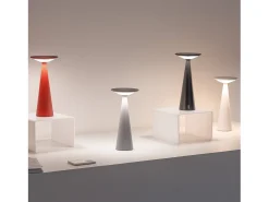 Zafferano Damina - Luminária de mesa LED recarregável, regulador de intensidade por toque, bateria de 8 horas, IP65 - Sem fio, alumínio branco