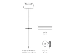 Zafferano SISTER LIGHT Piquete Wi-fi Candeeiro de pé inteligente dourado recarregável e regulável