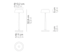 Zafferano SISTER LIGHT Wi-fi Smart LED candeeiro de mesa Cobre recarregável e regulável