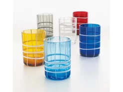 Zafferano Twiddle - Conjunto de 6 copos de vidro soprado vermelho, 35 cl - Copos artesanais com decoração branca, laváveis ​​na máquina de lavar louça