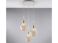 Zeus - Suspensão de ferro com vidro pirex âmbar 3 luzes 149 - Ø50 - BL270-S3-AM