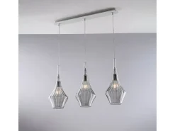 Zeus - Trilho de ferro com vidro pirex cinza 3 luzes L.75 X 10 - BL270-BIN3-GR